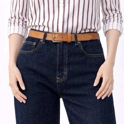 Damen Gürtel aus weichem Sauvage-Leder – Made in Italy – Ledergürtel mit Gold-Schnalle – Schwarz, Cognac, Bordeaux -RB4020