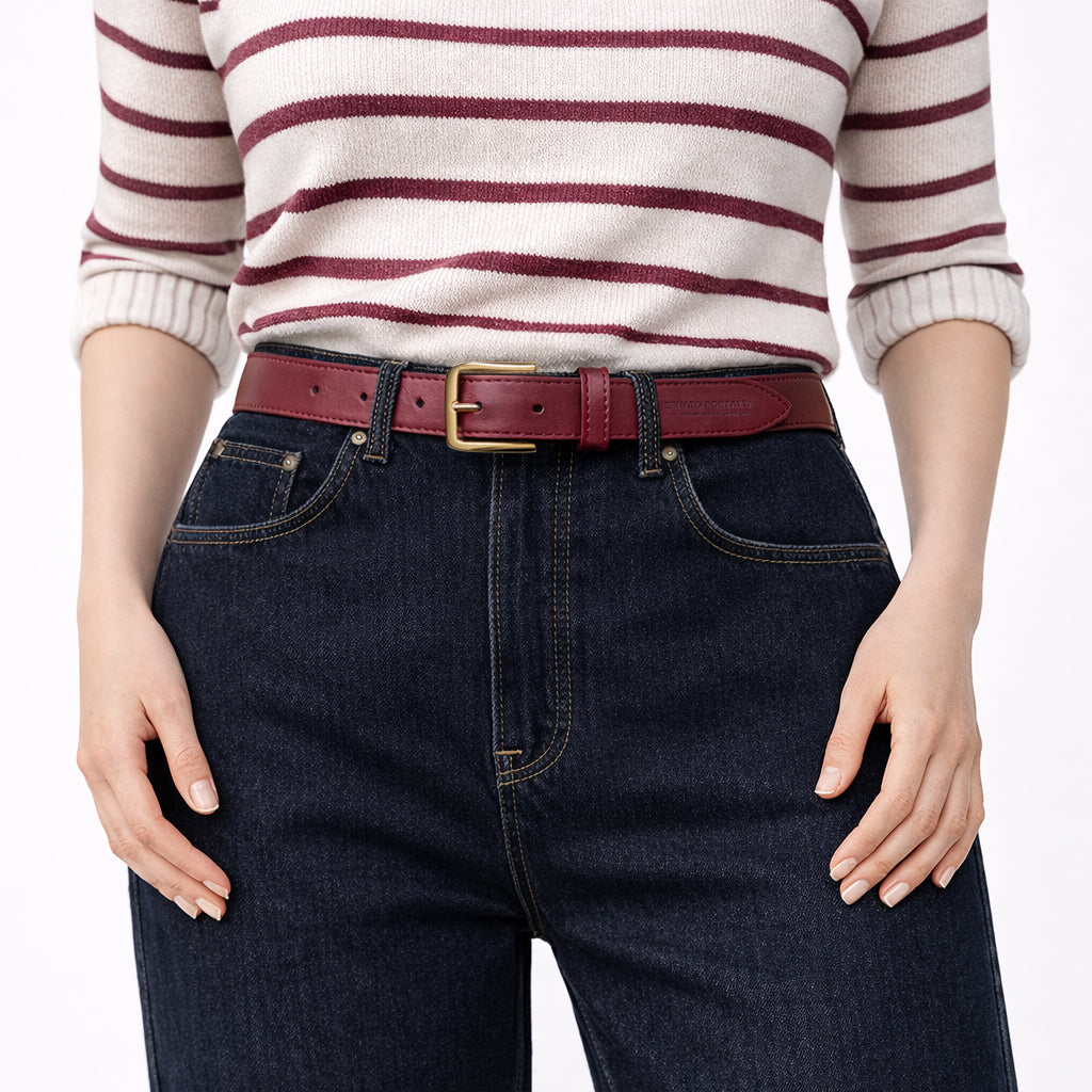 Damen Gürtel aus weichem Sauvage-Leder – Made in Italy – Ledergürtel mit Gold-Schnalle – Schwarz, Cognac, Bordeaux -RB4020