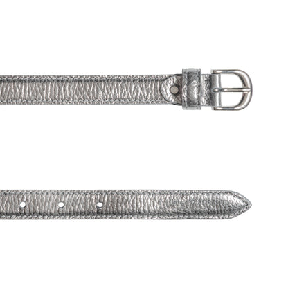 Damen Gürtel aus genarbtem Leder – Made in Italy – Ledergürtel mit Silber-Schnalle – Gunmetal - RB4021AY