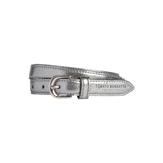 Damen Gürtel aus genarbtem Leder – Made in Italy – Ledergürtel mit Silber-Schnalle – Gunmetal - RB4021AY