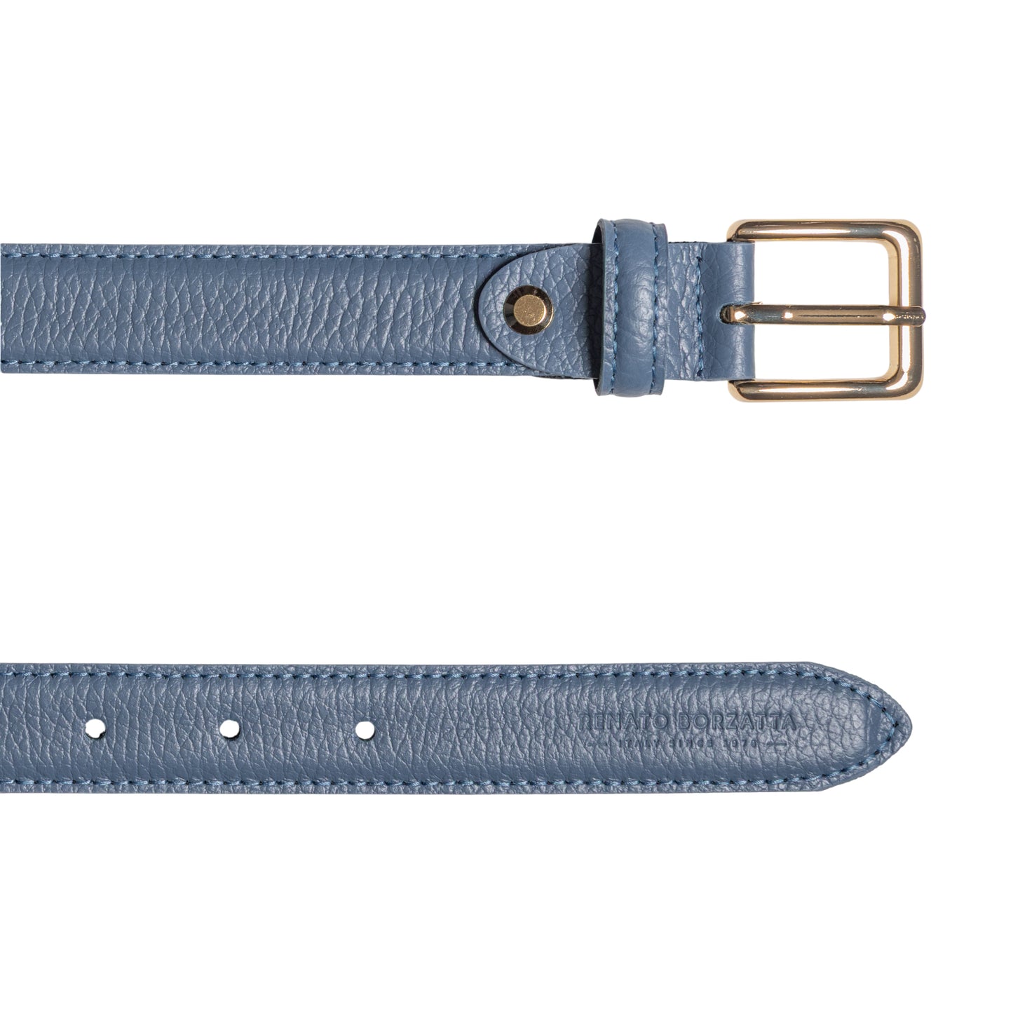 Damen Gürtel aus genarbtem Leder – Made in Italy – Ledergürtel mit Gold-Schnalle – Schwarz, Paprika, Taupe, Aviatorblau, Rubinrot - RB4022