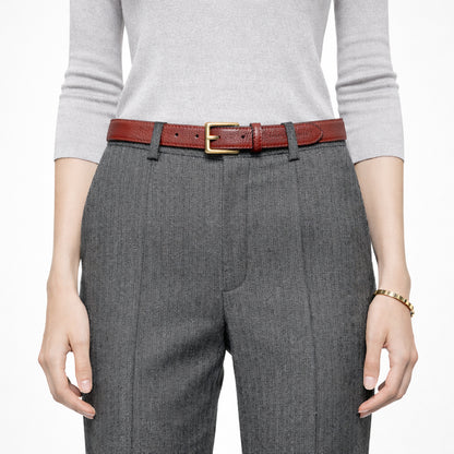 Damen Gürtel aus genarbtem Leder – Made in Italy – Ledergürtel mit Gold-Schnalle – Schwarz, Paprika, Taupe, Aviatorblau, Rubinrot - RB4022