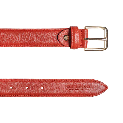 Damen Gürtel aus genarbtem Leder – Made in Italy – Ledergürtel mit Gold-Schnalle – Schwarz, Paprika, Taupe, Gold, Aviatorblau, Rubinrot - RB4023