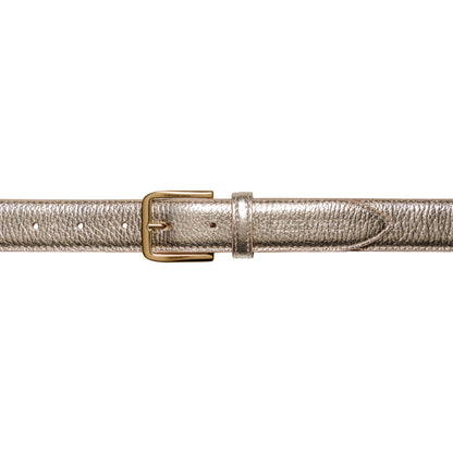 Damen Gürtel aus genarbtem Leder – Made in Italy – Ledergürtel mit Gold-Schnalle – Schwarz, Paprika, Taupe, Gold, Aviatorblau, Rubinrot - RB4023