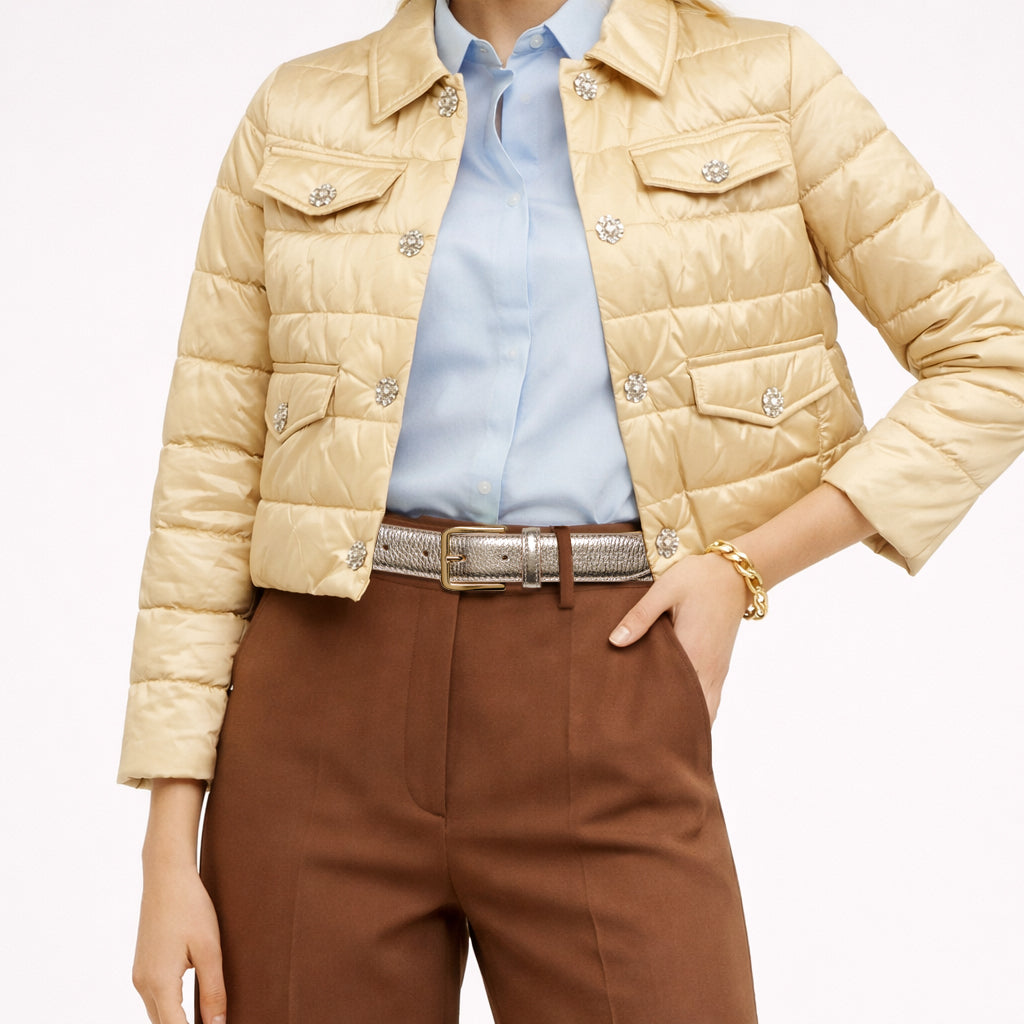 Damen Gürtel aus genarbtem Leder – Made in Italy – Ledergürtel mit Gold-Schnalle – Schwarz, Paprika, Taupe, Gold, Aviatorblau, Rubinrot - RB4023