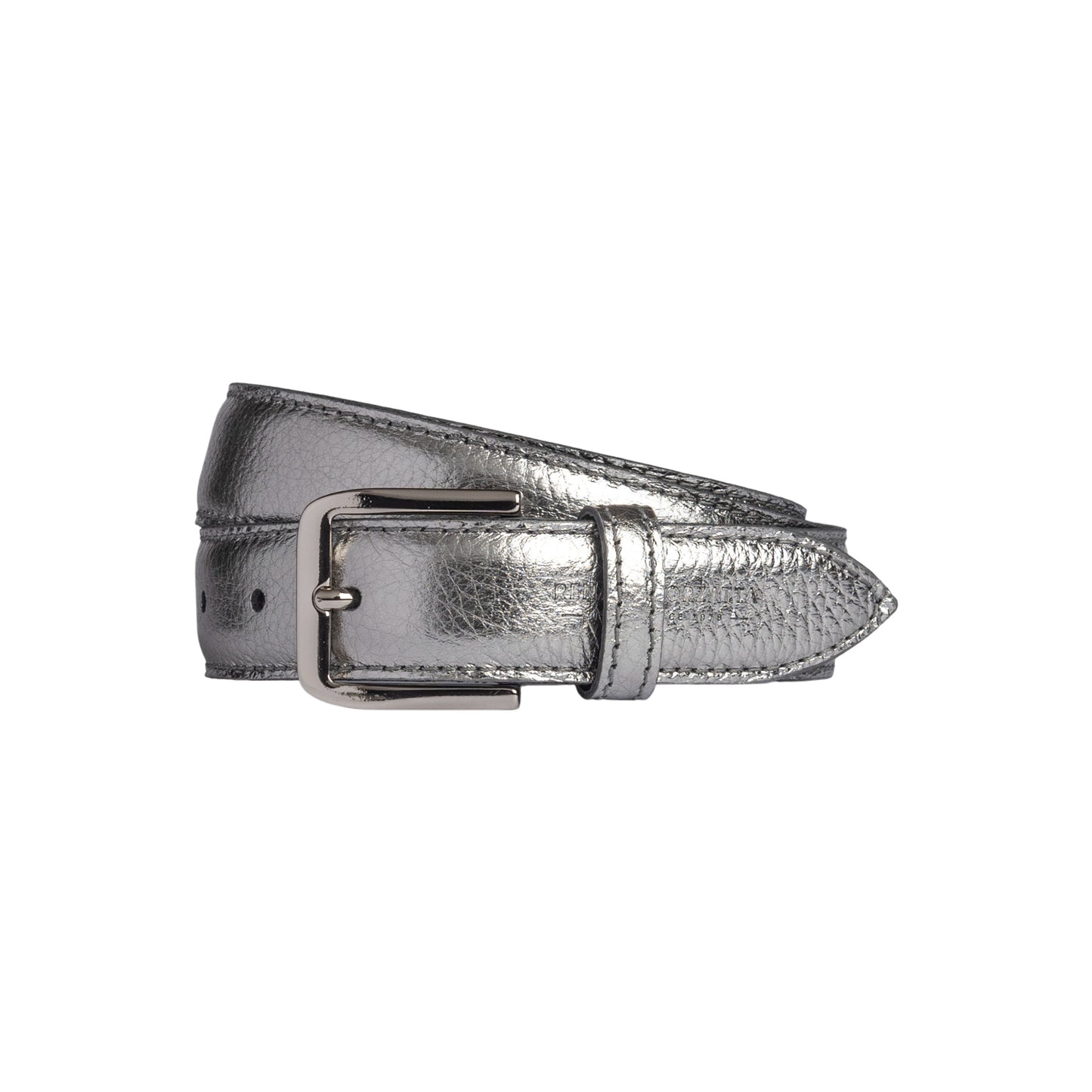 Damen Gürtel aus genarbtem Leder 3 cm – Made in Italy – Ledergürtel mit Silber-Schnalle – Gunmetal - RB4023AY