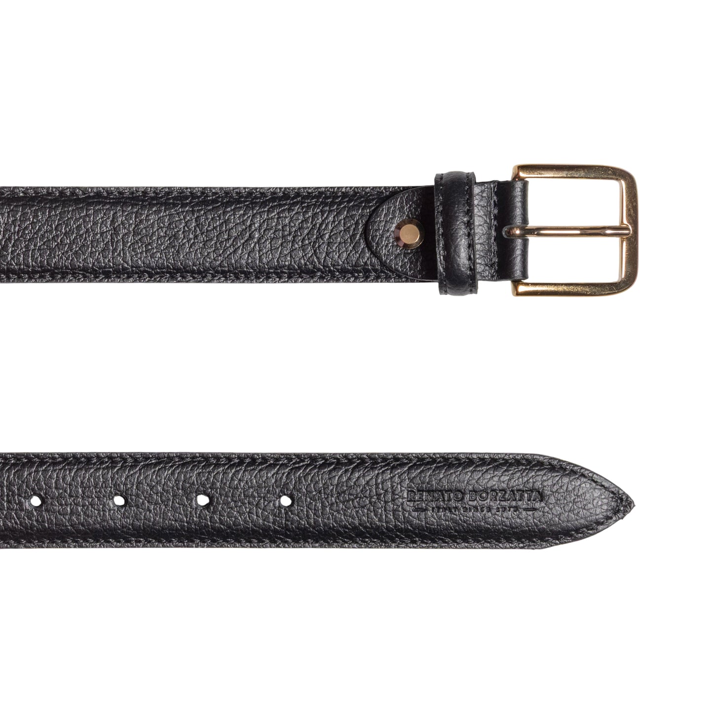 Damen Gürtel aus genarbtem Leder – Made in Italy – Ledergürtel mit Gold-Schnalle – Schwarz, Paprika, Taupe, Gold, Aviatorblau, Rubinrot - RB4023