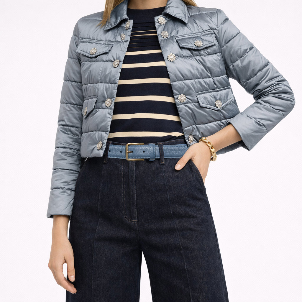 Damen Gürtel aus genarbtem Leder – Made in Italy – Ledergürtel mit Gold-Schnalle – Schwarz, Paprika, Taupe, Gold, Aviatorblau, Rubinrot - RB4023