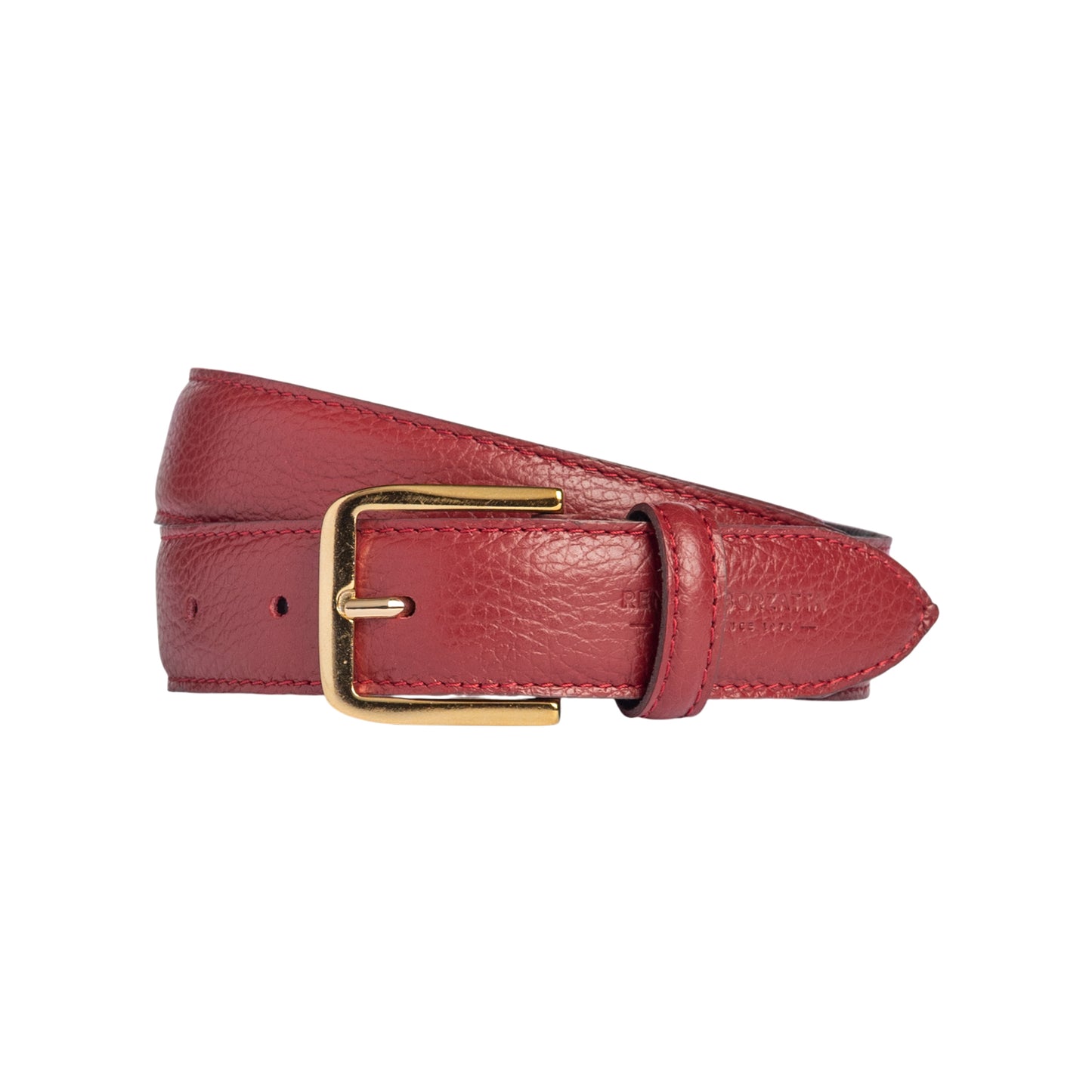 Damen Gürtel aus genarbtem Leder – Made in Italy – Ledergürtel mit Gold-Schnalle – Schwarz, Paprika, Taupe, Gold, Aviatorblau, Rubinrot - RB4023