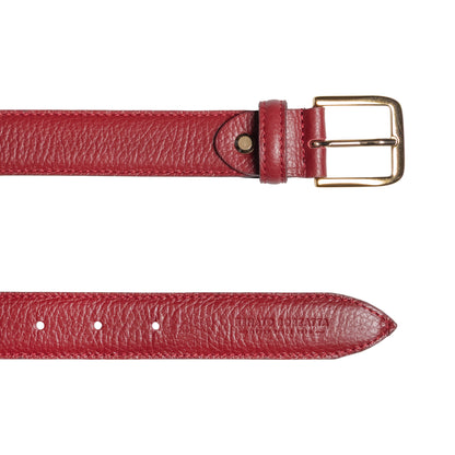 Damen Gürtel aus genarbtem Leder – Made in Italy – Ledergürtel mit Gold-Schnalle – Schwarz, Paprika, Taupe, Gold, Aviatorblau, Rubinrot - RB4023