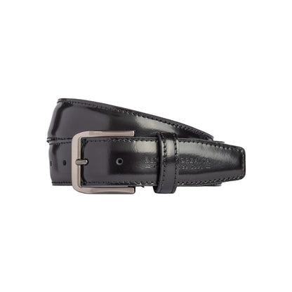 Herren Ledergürtel Gebürstetes Leder Made in Italy – Schwarzer Gürtel mit Gunmetal Schnalle
