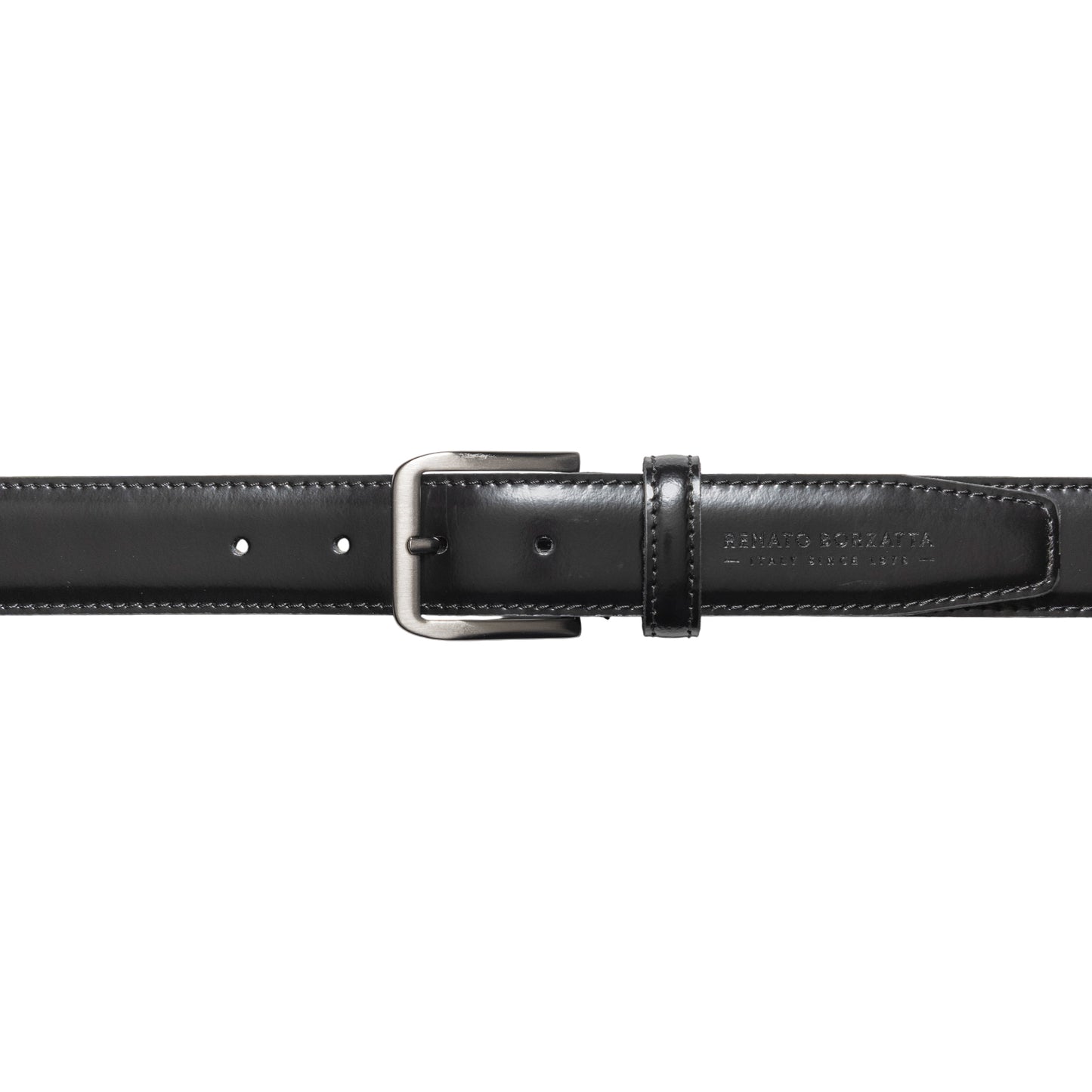 Herren Ledergürtel Gebürstetes Leder Made in Italy – Schwarzer Gürtel mit Gunmetal Schnalle