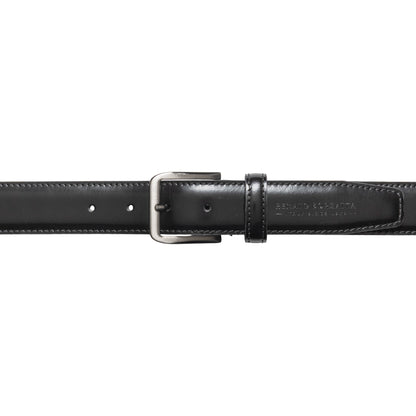 Herren Ledergürtel Gebürstetes Leder Made in Italy – Schwarzer Gürtel mit Gunmetal Schnalle