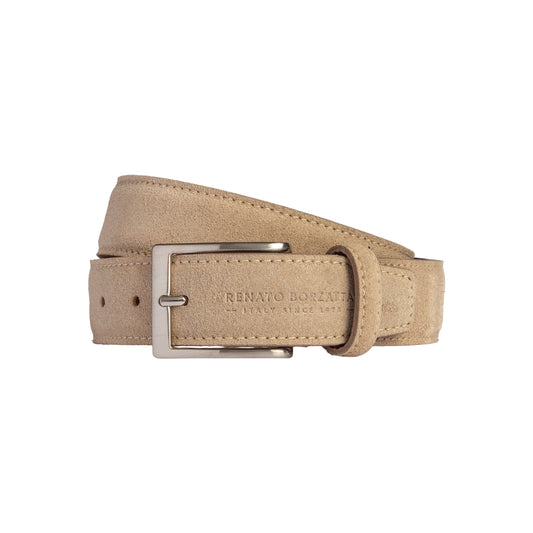 Herren Wildleder Gürtel Made in Italy – Premium Ledergürtel mit silberner Schnalle